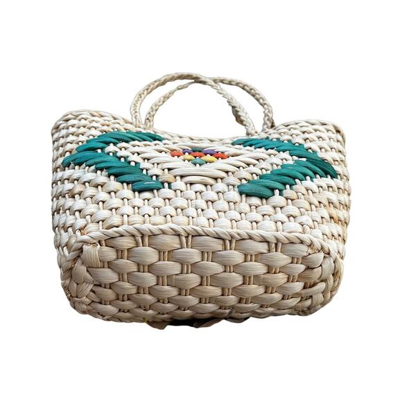 Vintage wicker straw handbag, summer purse, spring beach purse - Picture 3 of 4